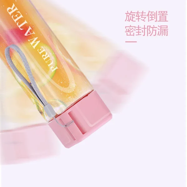 480ml luxury bottle bpa free plastic water bottle square with custom printing