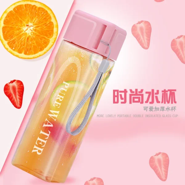 480ml luxury bottle bpa free plastic water bottle square with custom printing