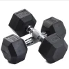 Factory Supplied Cheap Weights Training Hexagonal Rubber Coated Dumbells Hex Rubber Dumbbell