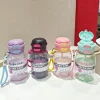 Double drink portable handheld summer water bottles Cup outdoor straw plastic water bottle