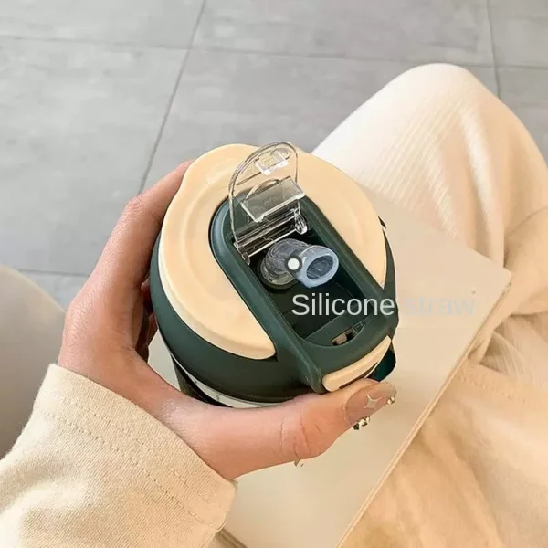 500ml portable rope plastic water bottle coffee milk juice cup with straw outdoor flower leather sleeve drinking cups