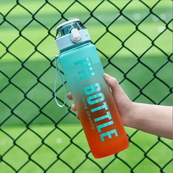 Custom Logo BPA Free 32oz Gym Drinking Gradient Color Plastic Water Bottle