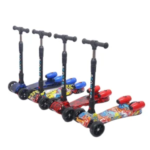 Foldable children's scooter spray three wheel flash scooter exercise baby's balance kids scooter