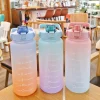 Plastic 64oz 2L Half Gallon Bottle Rainbow Color BPA-Free Gym Fitness Sports Water Bottles with Times Maker
