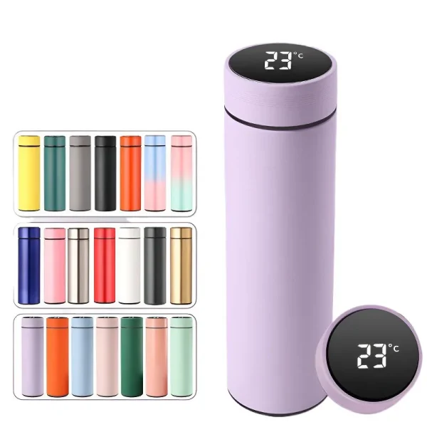 Intelligent temperature digital insulated water bottle Replaceable battery New custom smart Stainless steel vacuum water bottle