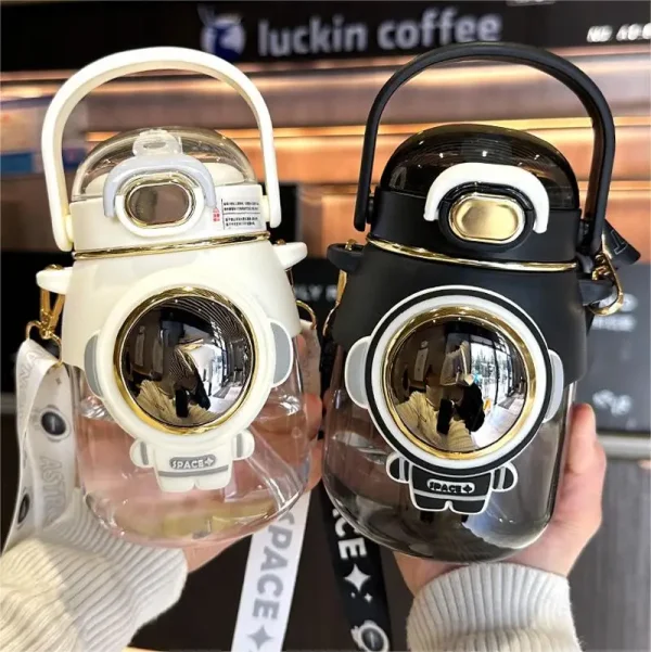 Cute Children's Water Bottle Plastic Cartoon Large Capacity Outdoor Portable Straw