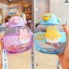 Customized Cute Cartoon Water Cup Large Capacity Portable Student And Children's Straw Cup Outdoor Plastic Cup