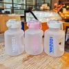 Large-capacity portable fitness transparent space sports plastic water bottle with straw