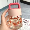 Custom Logo Mini Storage lid Glass Water Bottle Portable Water Flask With Handle