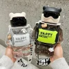 800ml kids cartoon plastic cute children outdoors happy bear with glasses school water bottles