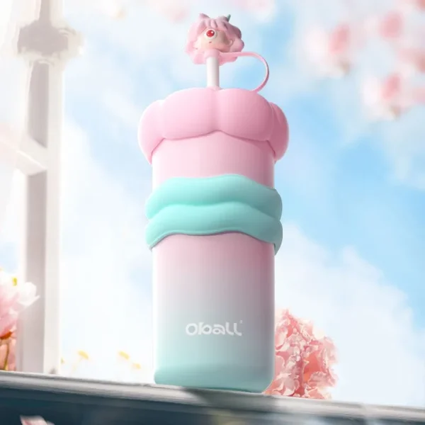 Double wall stainless steel vacuum insulated tumbler straw cup travel coffee mug