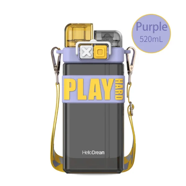 Double Drinking Straw Cup 520ml Double Lid Straight Drinking Straw Dual-use Water cup