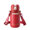 Outdoor portable insulated stainless steel cute thermos water bottle with straw