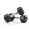 Factory Supplied Cheap Weights Training Hexagonal Rubber Coated Dumbells Hex Rubber Dumbbell