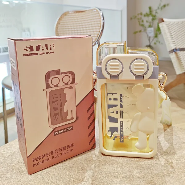 Summer kids cup double drink water bottles with strap New cute 750ml portable