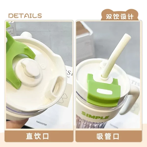 Cute plastic handle water bottle Simple Cup with straw water cup