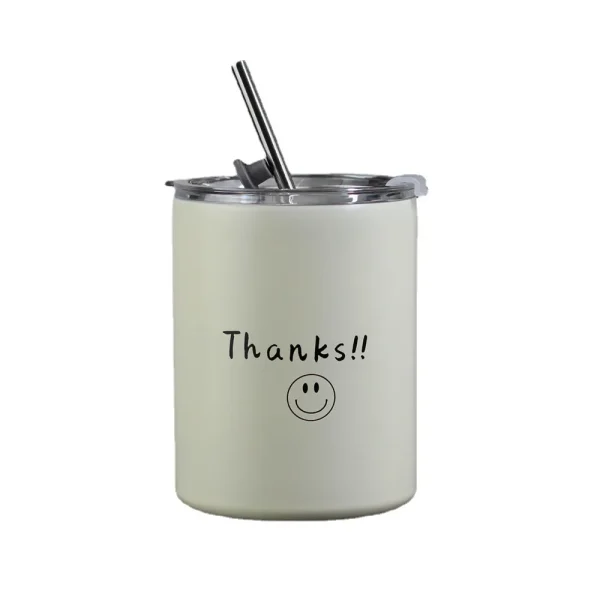 Insulated cup straw coffee cup transparent cover stainless steel tumbler