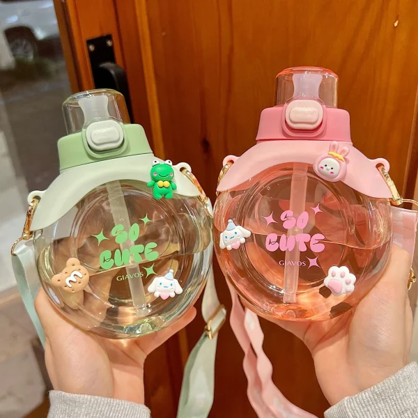 Customized 500ml Straw Water Cup Cute Large Capacity Plastic Cup Water Bottle Wholesale