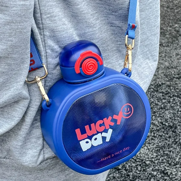 Round Shape Leakproof Drinking Bpa Free Reusable School Kids Plastic Water Bottle With Straw