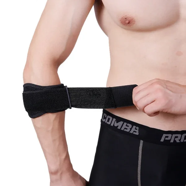 Adjustable heavy duty workout sport badminton tennis training safety nylon breathable arm elbow brace sleeve with sponge pads
