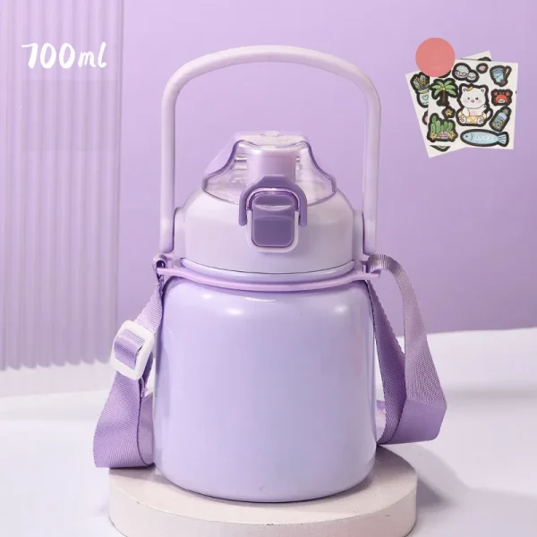 Wholesale 700ml Large Capacity Cup Children Stainless Steel Vacuum Tumbler with Lids and Straws Outdoors Water Bottle