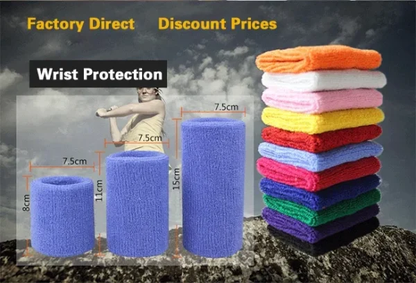 Breathable sport cotton wrist support sweat bands cloth wristband
