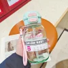 Double drink portable handheld summer water bottles Cup outdoor straw plastic water bottle