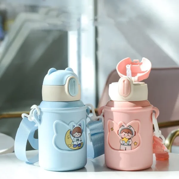 Stainless steel kids water bottle insulated water bottles with straw kids thermal insulation water bottle for school