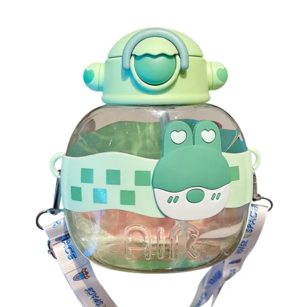 Customized Cute Cartoon Water Cup Large Capacity Portable Student And Children's Straw Cup Outdoor Plastic Cup