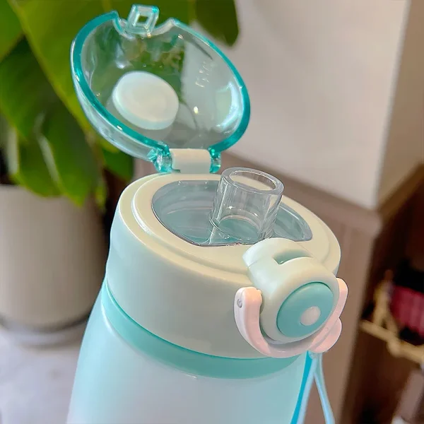 Sports portable plastic cup with bounce cover Space gradient frosted plastic water bottle