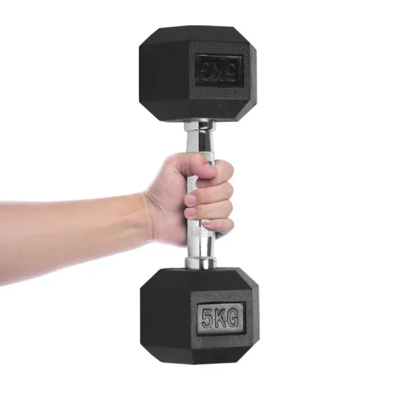 Factory Supplied Cheap Weights Training Hexagonal Rubber Coated Dumbells Hex Rubber Dumbbell