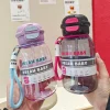 Double drink portable handheld summer water bottles Cup outdoor straw plastic water bottle