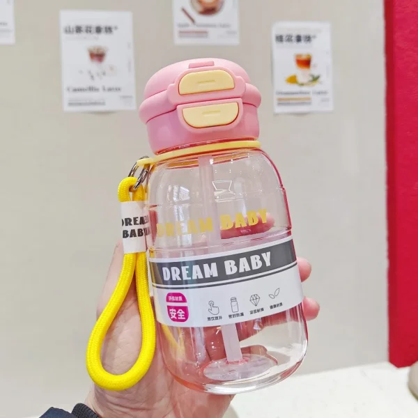 Double drink portable handheld summer water bottles Cup outdoor straw plastic water bottle