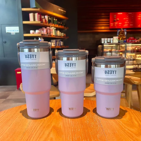 Double Insulation Portable Large Capacity Stainless Steel Drinkware Cup With Handle