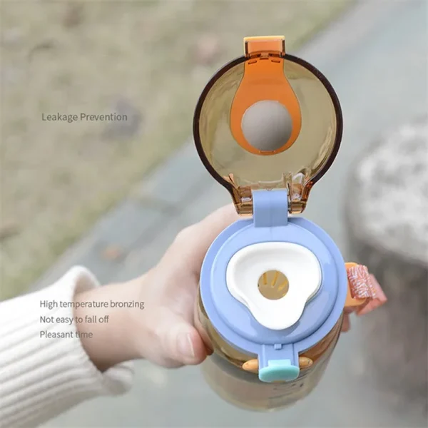 New 400ml kids plastic water bottle cute bear plastic water bottle with straw drinking water plastic bottle