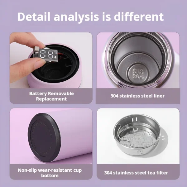 Intelligent temperature digital insulated water bottle Replaceable battery New custom smart Stainless steel vacuum water bottle