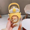 Cute kids water cup large capacity plastic water bottle with straw