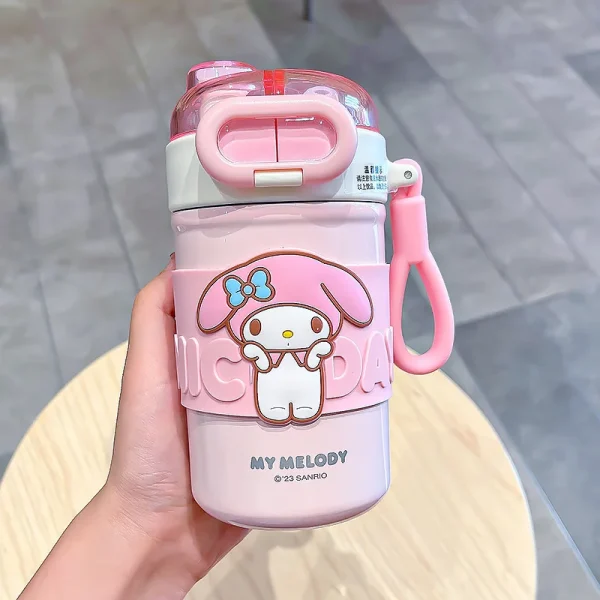 Children's Thermal Water Bottle Girls 316 Stainless Steel Water Cup Cute Student Straw Cups Double Drink