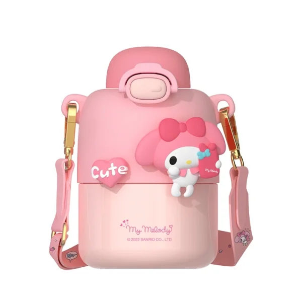 Children's thermos cup food grade cute straw water bottle stainless steel insulated tumbler