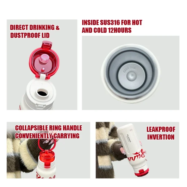 Vacuum Flask Thermos Portable Gymnastic Sports Bottle Water 316 Stainless Steel Straight Cup