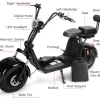 Motor electric scooter 60V 1500W 2000W removable double battery fat tire electric scooter with storage box