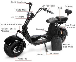 Motor electric scooter 60V 1500W 2000W removable double battery fat tire electric scooter with storage box