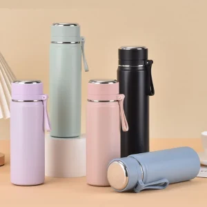 Portable Outdoor Vacuum Double Wall 304 Stainless Steel Water Bottle with custom logo and string lid