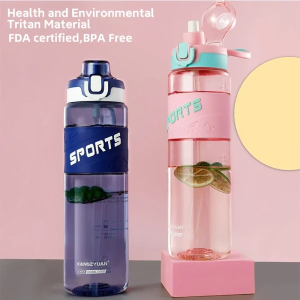 1L 32Oz Kids Sports Drinking GYM Water Bottle Plastic Wholesale With Straw and Handle For Kids