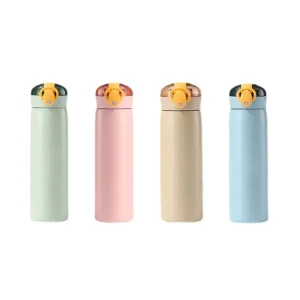 Custom Logo Kids Insulated Stainless Steel Water Bottle with Silicone Straw