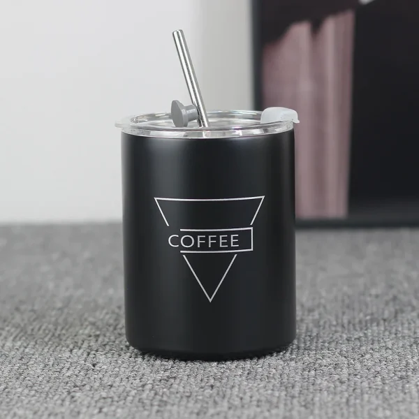 Insulated cup straw coffee cup transparent cover stainless steel tumbler