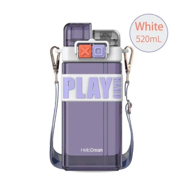 Double Drinking Straw Cup 520ml Double Lid Straight Drinking Straw Dual-use Water cup