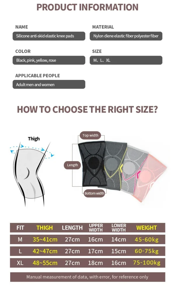 Factory Price Nylon High Elastic Latex Silk Sports Knee Pads Knee Braces