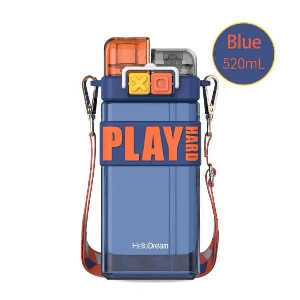 Double Drinking Straw Cup 520ml Double Lid Straight Drinking Straw Dual-use Water cup