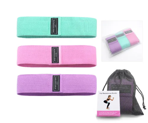 Custom Logo Print Cotton Fabric Hip Booty Bands Set Fitness Fabric Resistance Bands